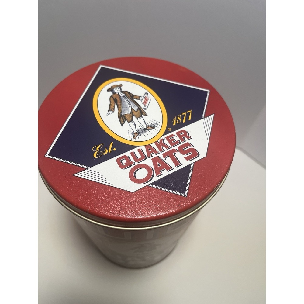 Vintage 1990 Quaker Oats Tin Metal Can Canister Advertising‎ - Limited Edition